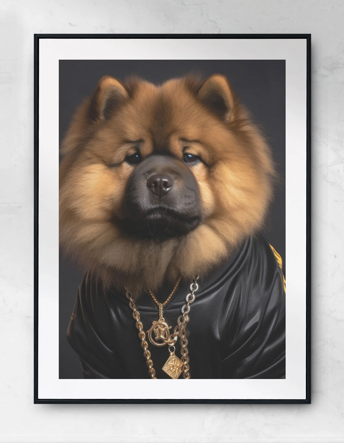 an image of a Chow Chow Dog in Gold Bling