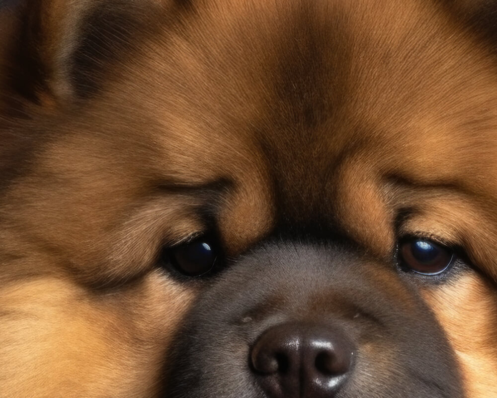 A close up of a Chow Chow Dog
